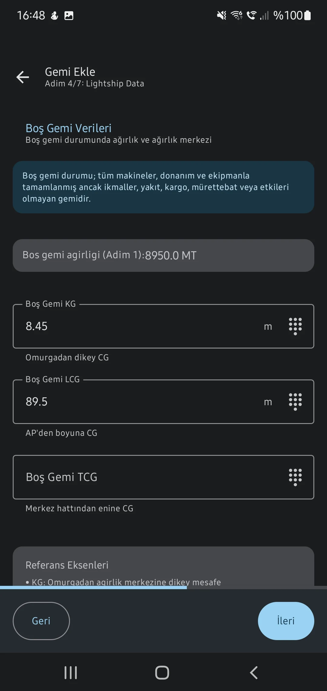 CaptainCalc uygulama ekran görüntüsü - Lightship Data