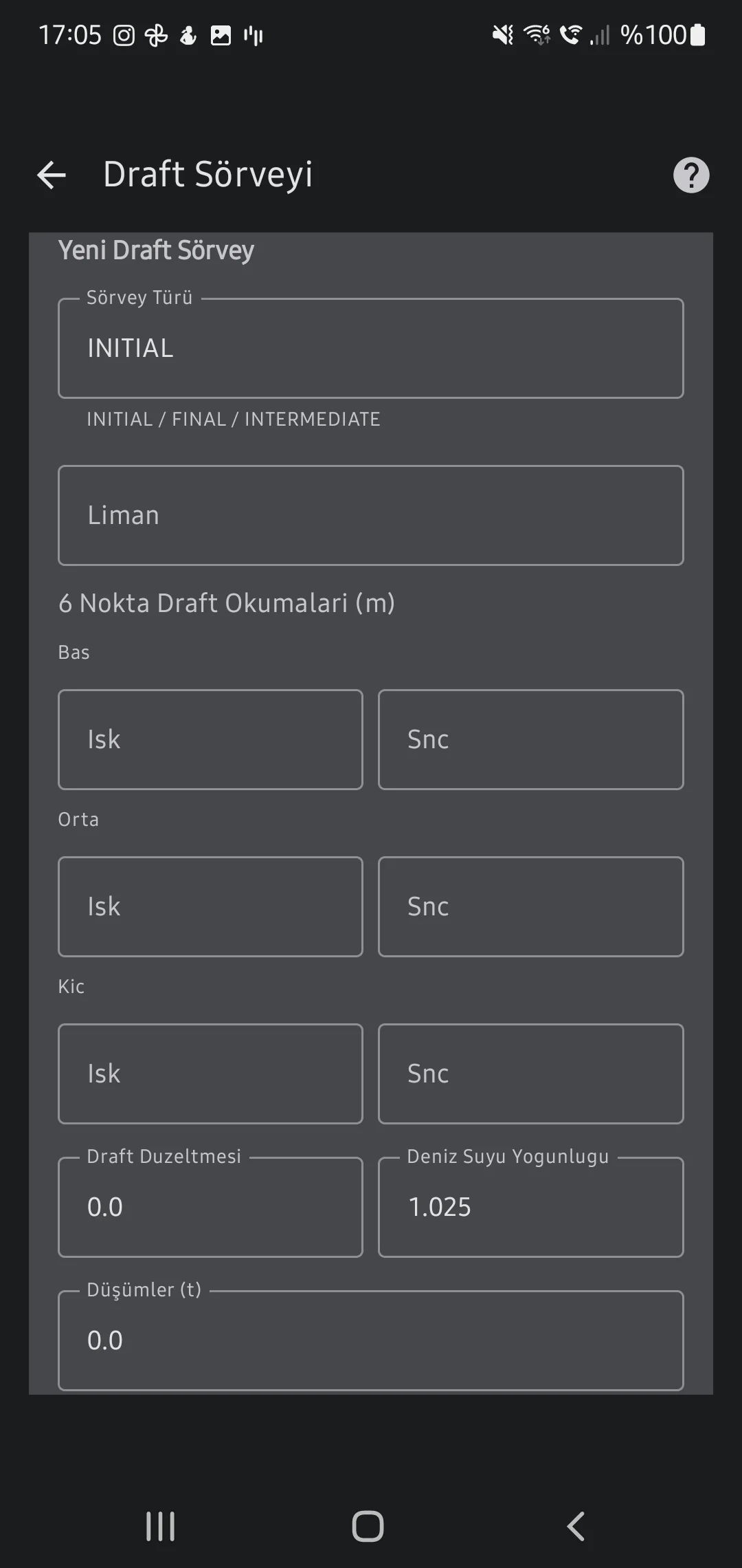 CaptainCalc uygulama ekran görüntüsü - Draft Reading Input