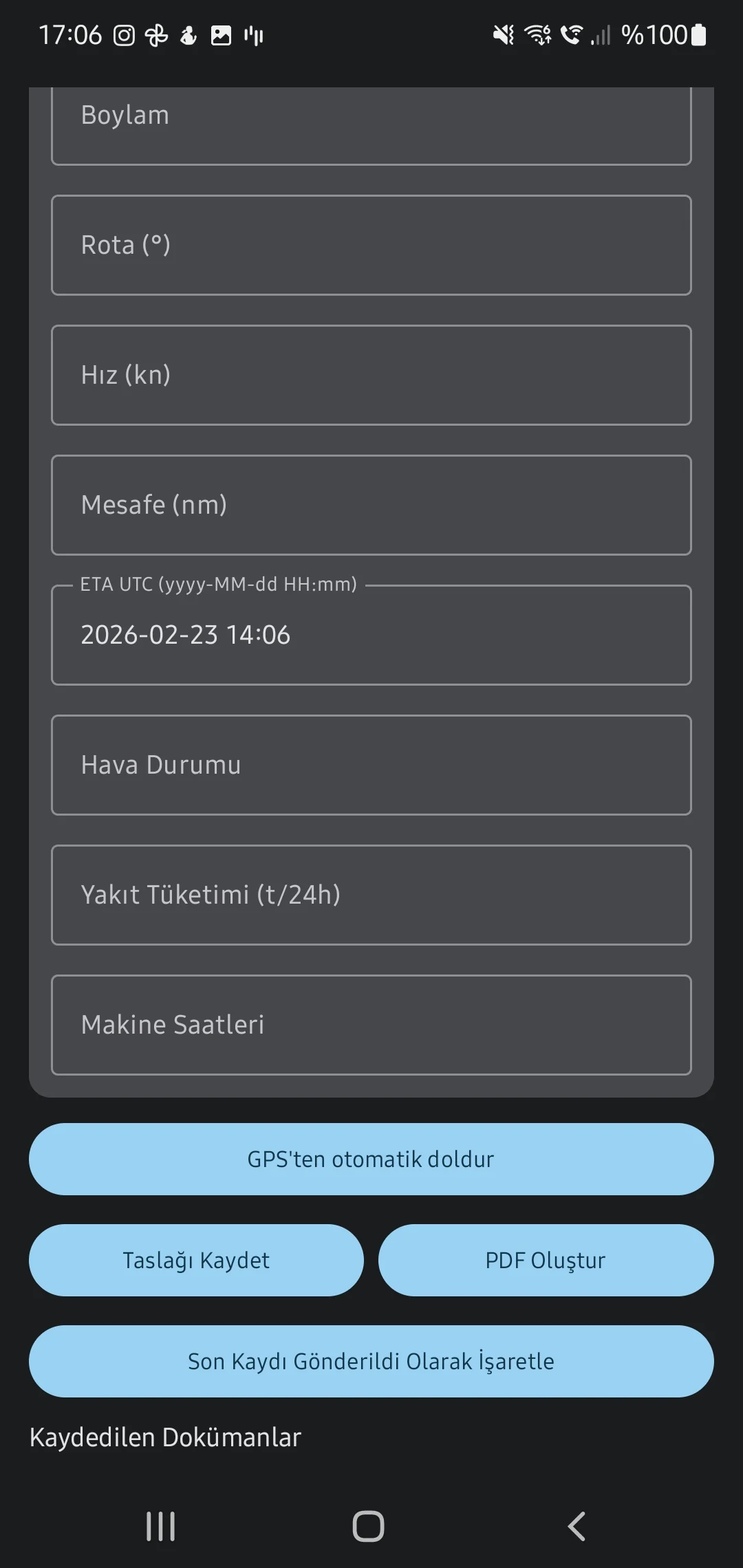 CaptainCalc uygulama ekran görüntüsü - Arrival/Departure Logs