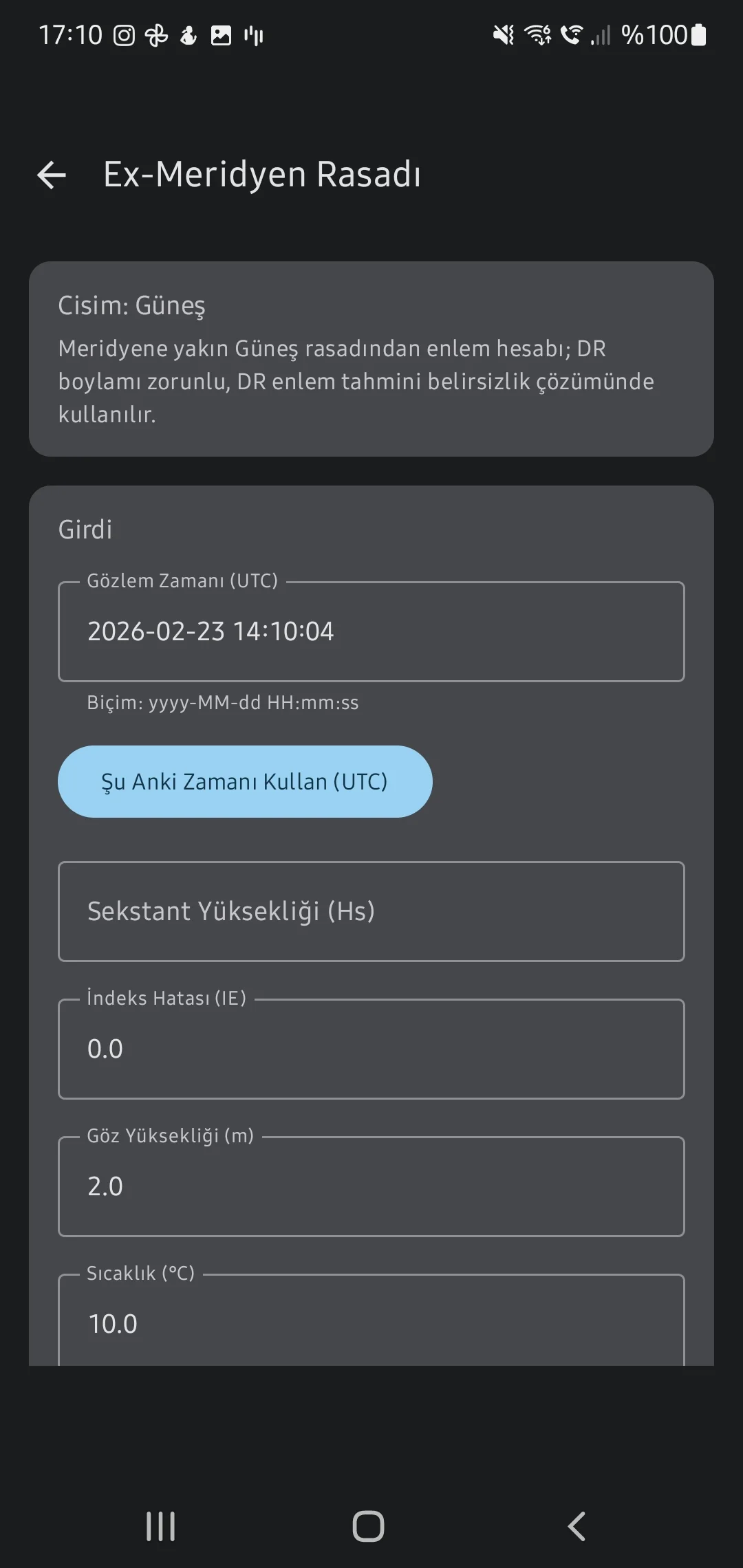 CaptainCalc uygulama ekran görüntüsü - Ex-Meridian Reductions