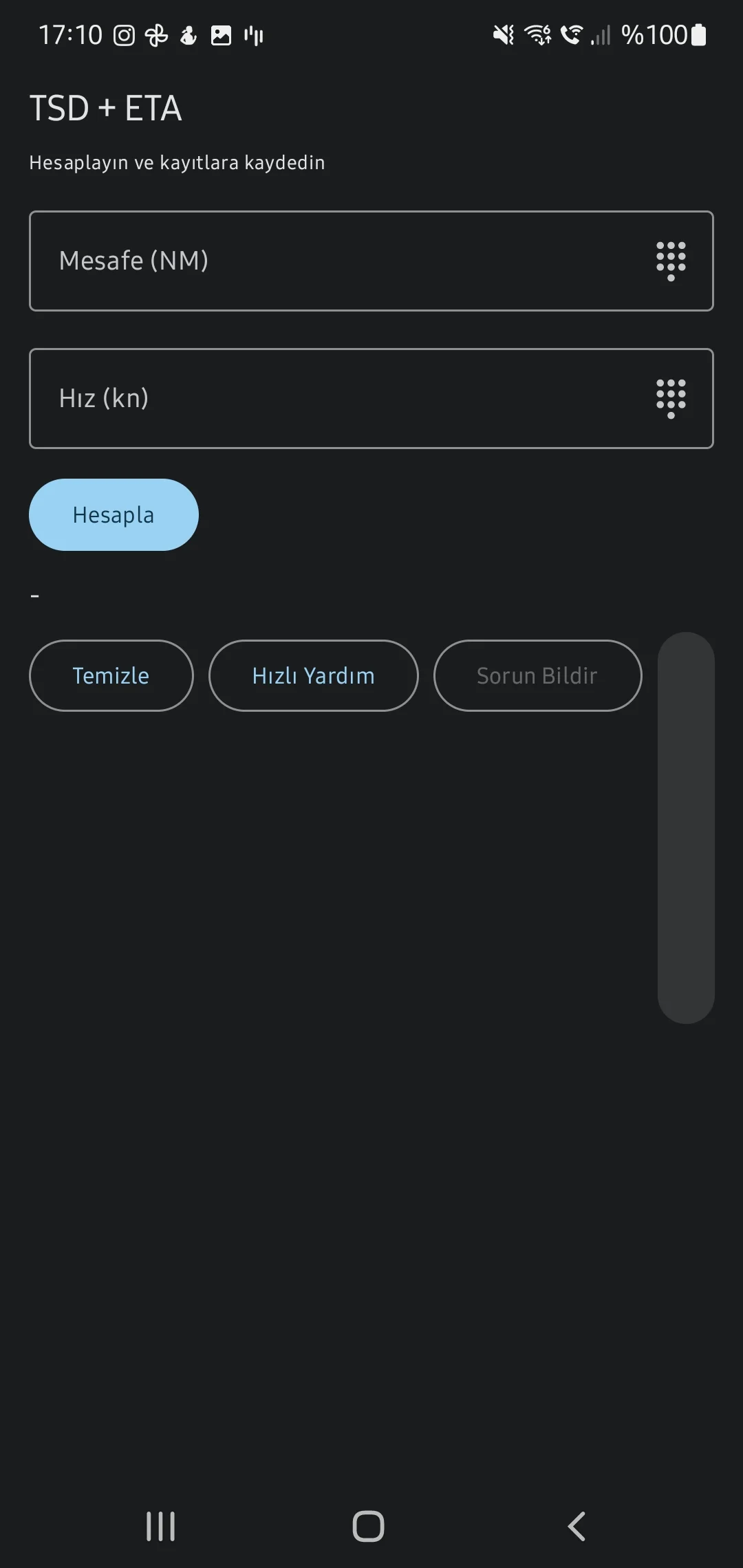 CaptainCalc uygulama ekran görüntüsü - Time/Speed/Distance