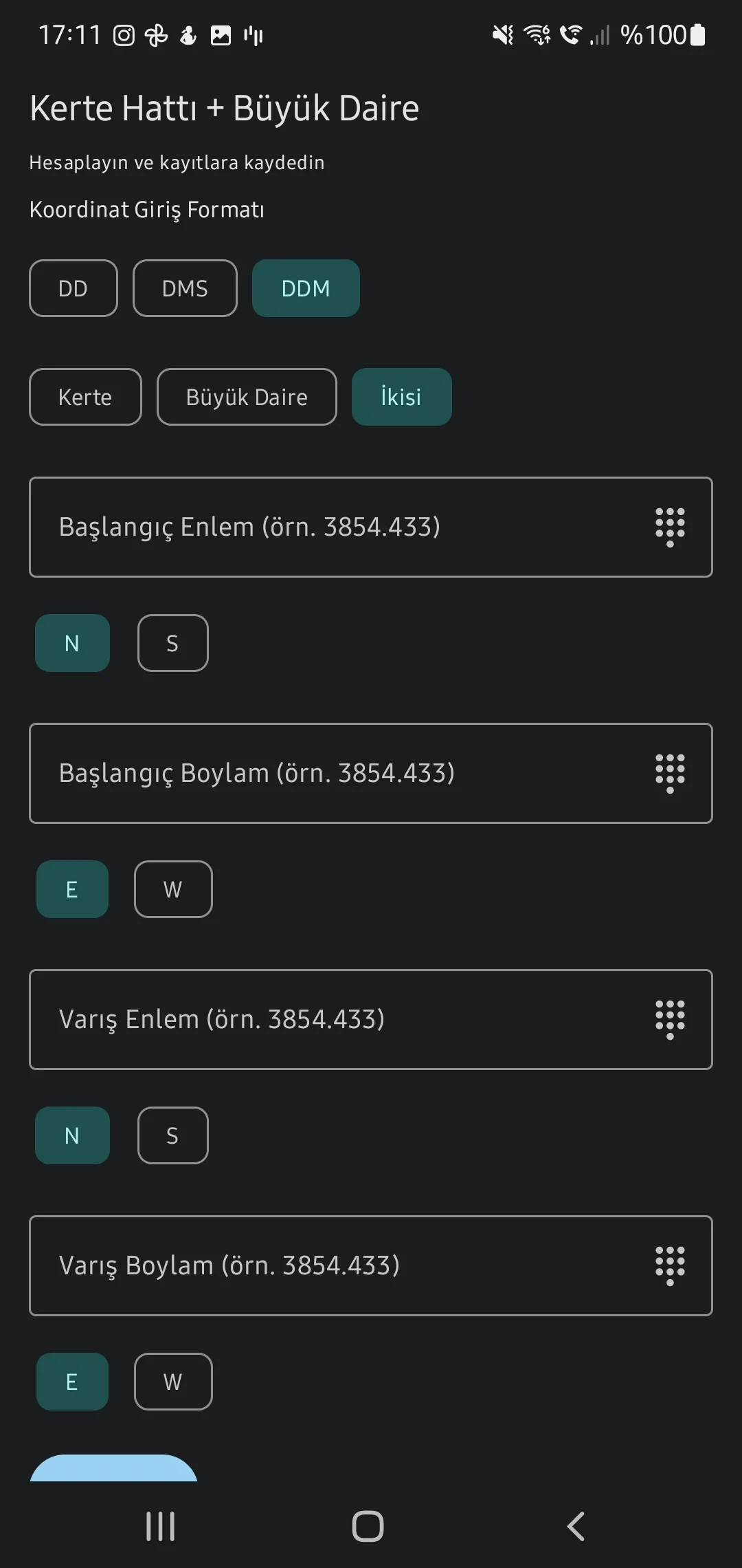 CaptainCalc uygulama ekran görüntüsü - Rhumb Line Math