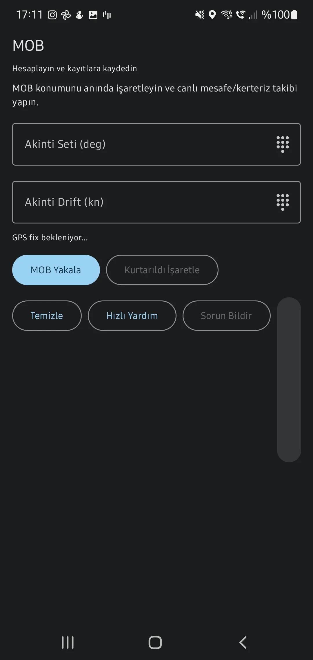 CaptainCalc uygulama ekran görüntüsü - Man Overboard Tracking