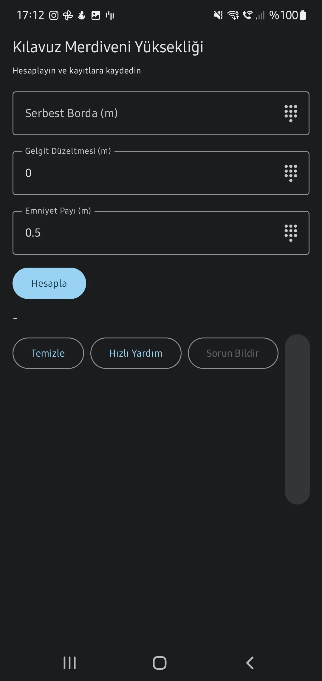 CaptainCalc uygulama ekran görüntüsü - Pilot Ladder Config