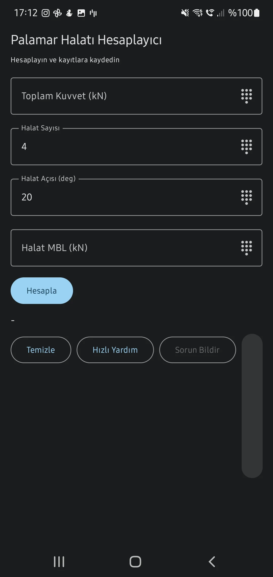 CaptainCalc uygulama ekran görüntüsü - Mooring Tensions