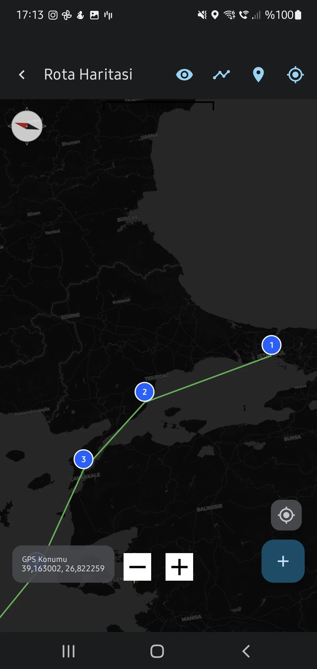 CaptainCalc uygulama ekran görüntüsü - Navigational Chart Mode