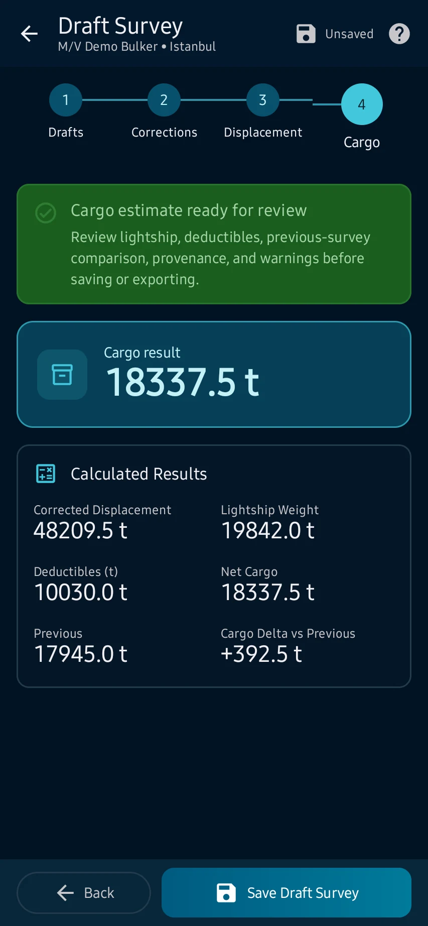 Run draft, stability, cargo and tank checks — 7
