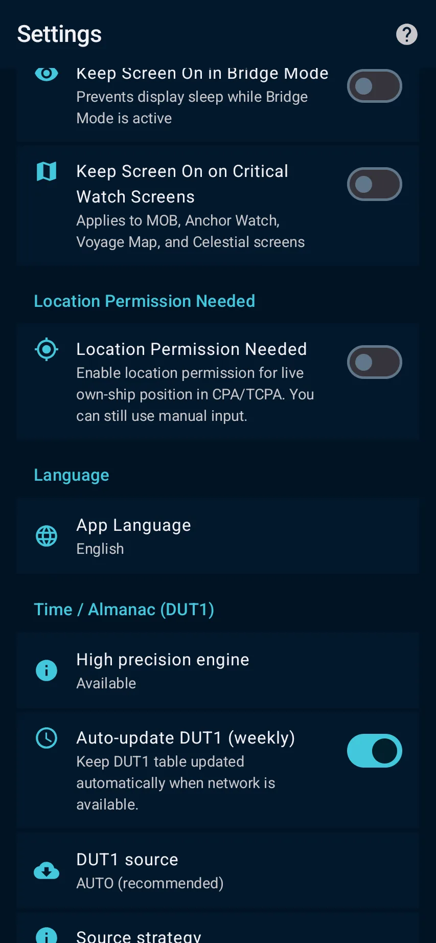 Settings, offline data at continuity — 1