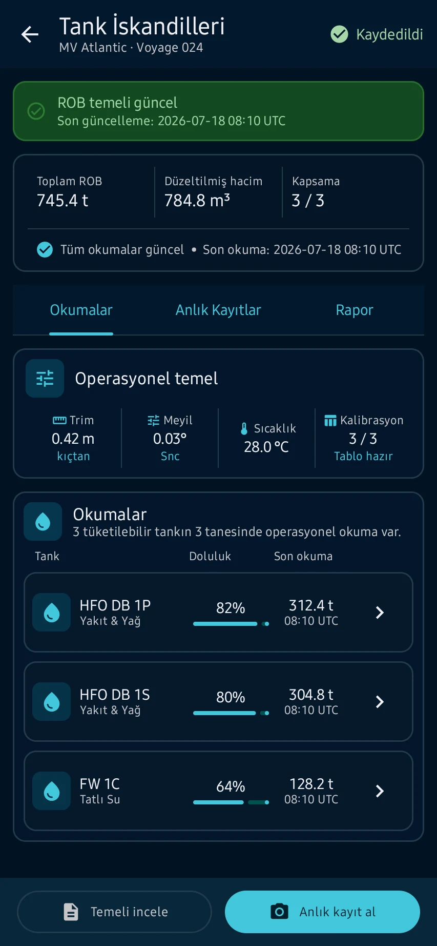 Kargo, ambarlar, tanklar ve FSM